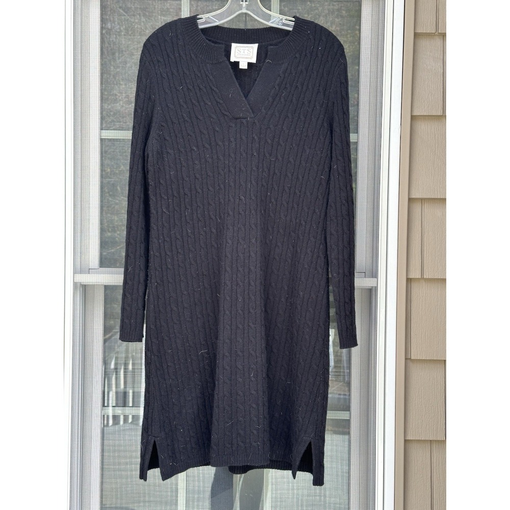 Sail to Sable black cable knit Wool Cashmere Sweater Dress Size Large